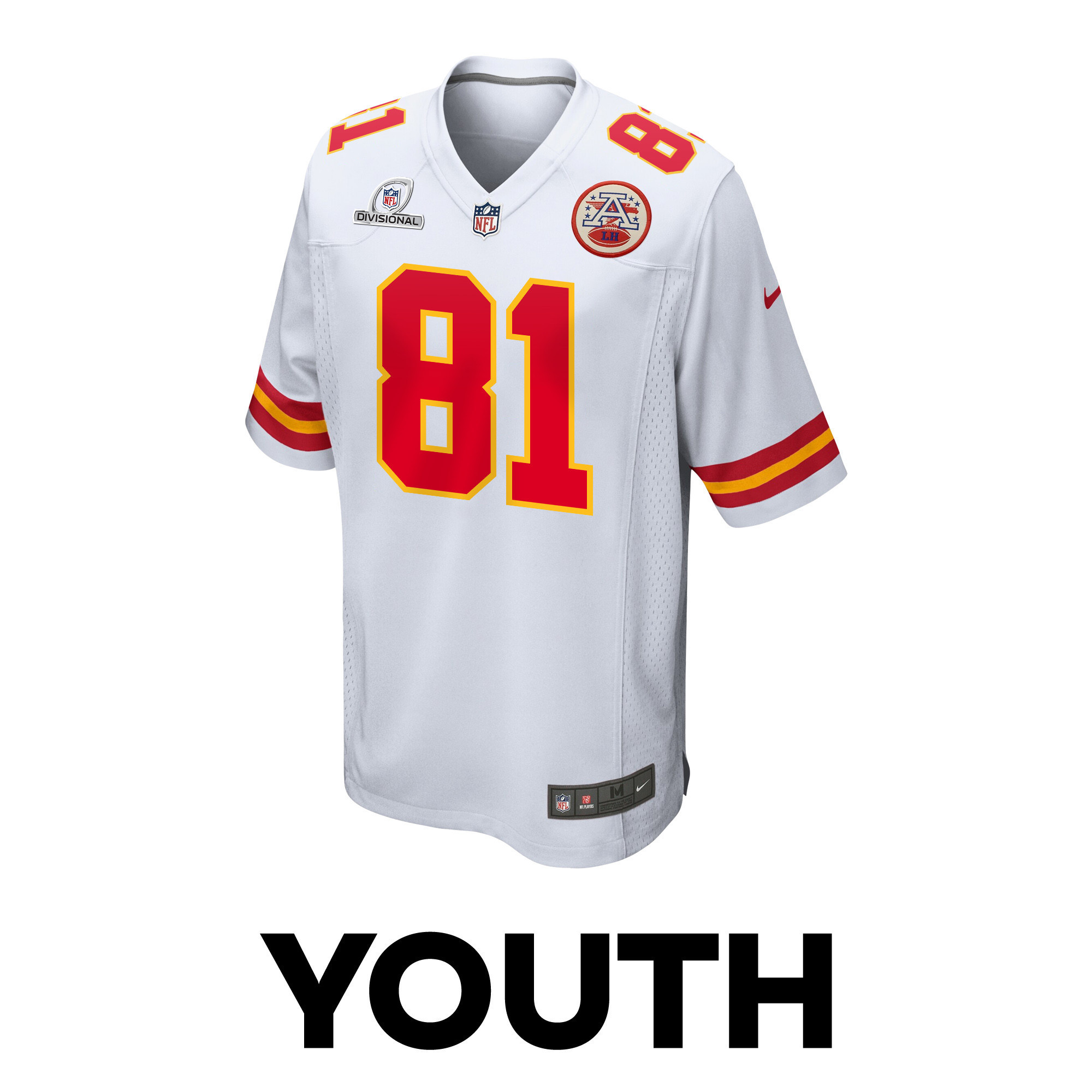 Blake Bell 81 Kansas City Chiefs Super Bowl LVIII Patch Game YOUTH Jersey - White