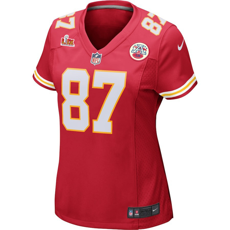 Travis Kelce #87 Kansas City Chiefs Super Bowl LIX Women's Jersey - Red