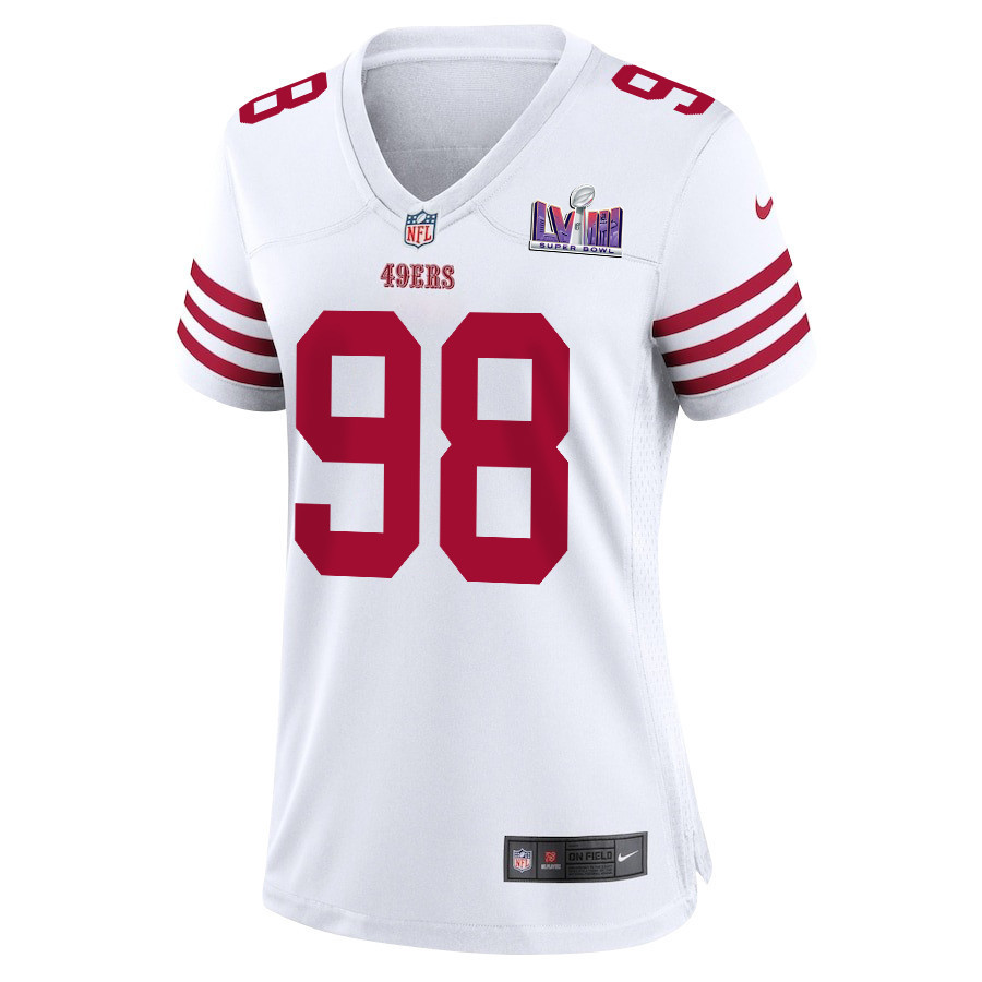 Javon Hargrave 98 San Francisco 49ers Super Bowl LVIII Patch Game Women Jersey - White