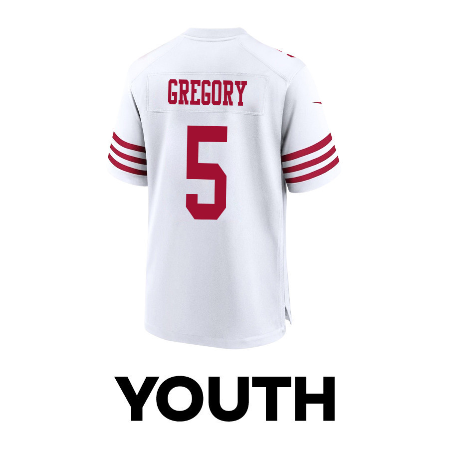 Randy Gregory 5 San Francisco 49ers Super Bowl LVIII Patch Game YOUTH Jersey - White