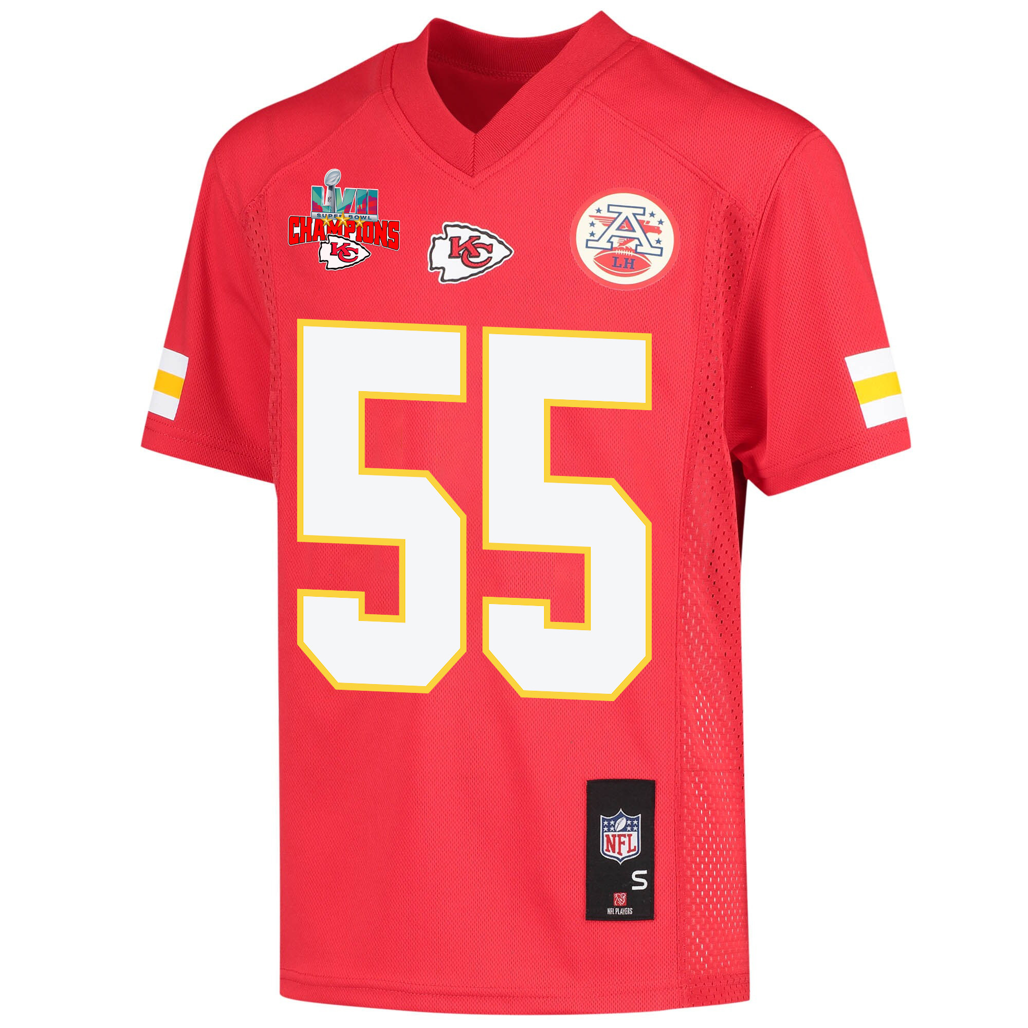 Frank Clark 55 Kansas City Chiefs Super Bowl LVII Champions 3 Stars Youth Game Jersey - Red