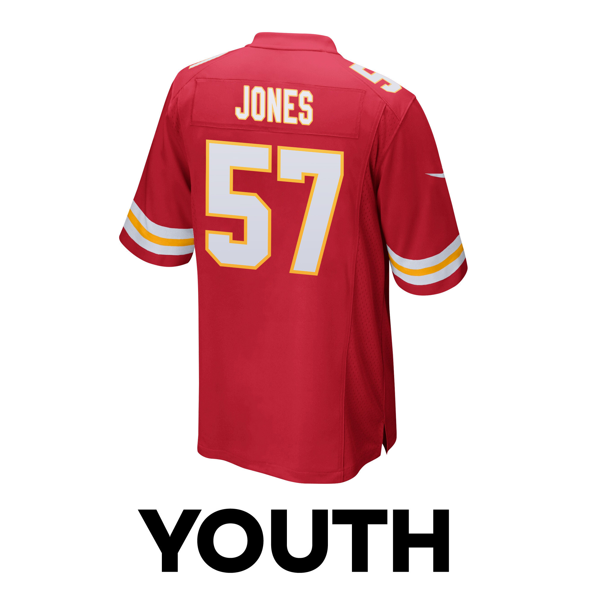 Truman Jones 57 Kansas City Chiefs Super Bowl LVIII Patch Game YOUTH Jersey - Red