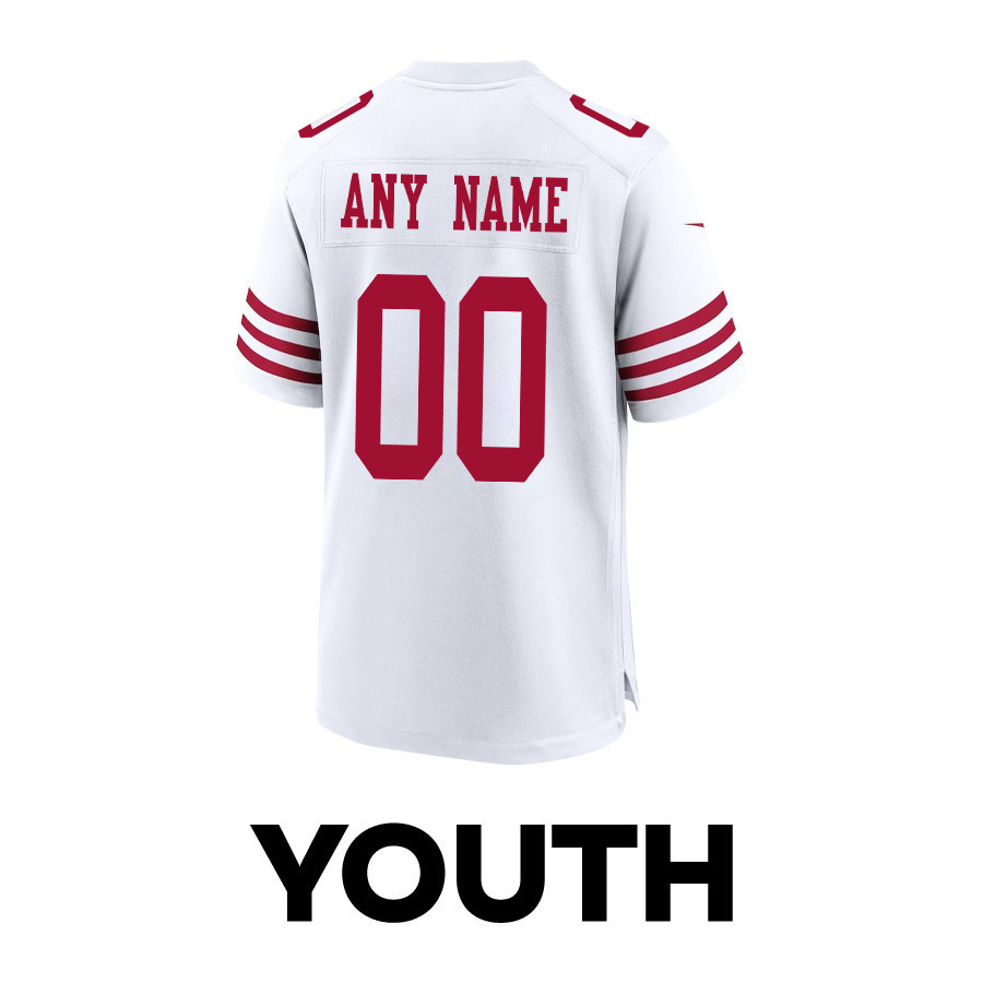San Francisco 49ers Super Bowl LVIII Patch Game YOUTH Custom Jersey - White