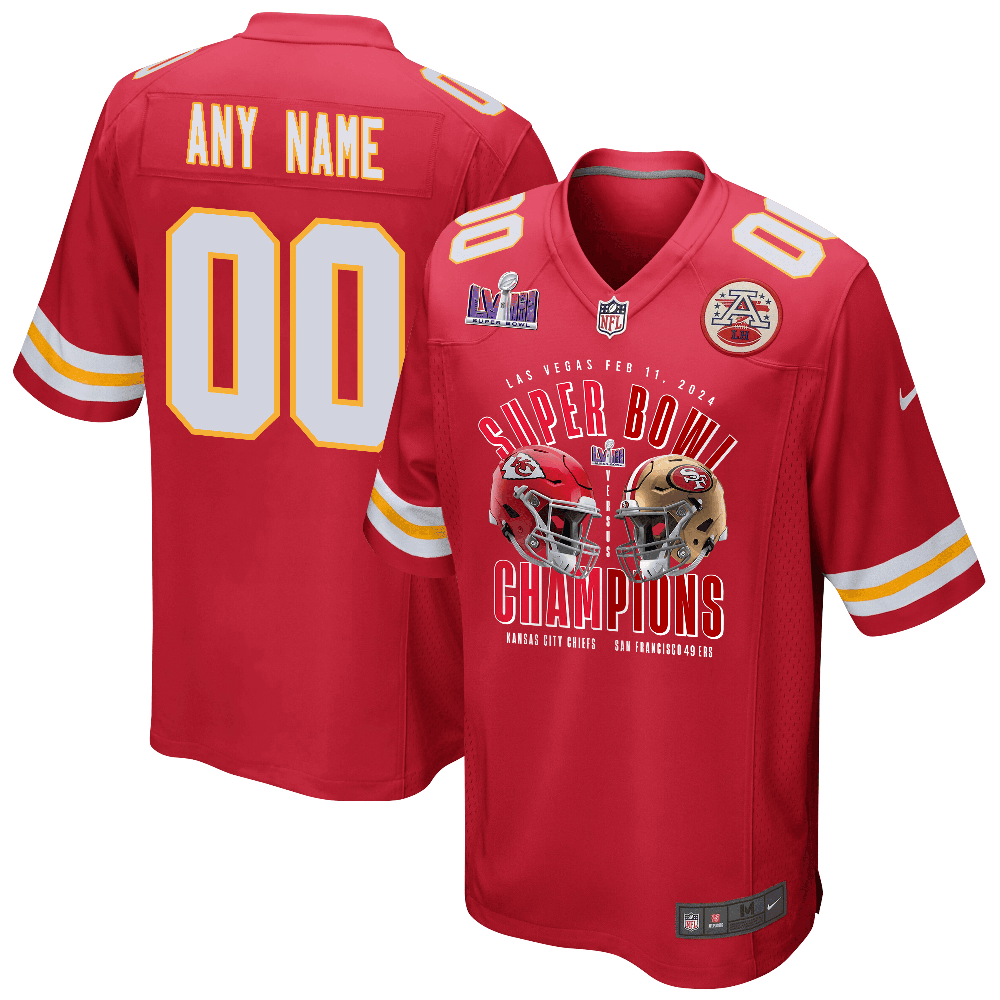 Kansas City Chiefs vs. San Francisco 49ers Super Bowl LVIII Matchup Game Custom Men Jersey - Red
