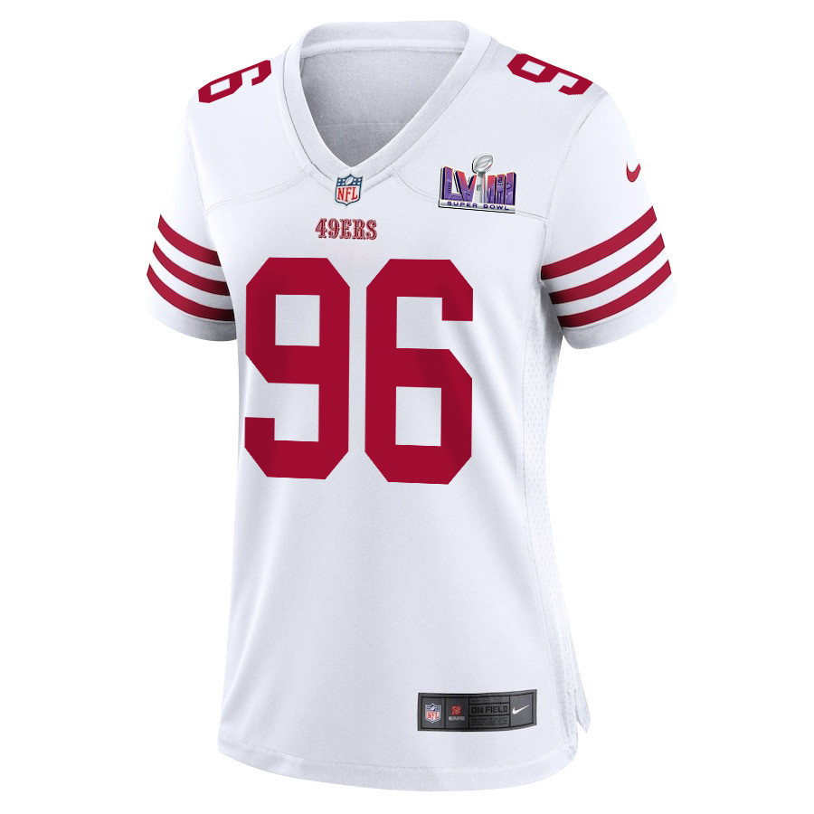 T.Y. McGill 96 San Francisco 49ers Super Bowl LVIII Patch Game Women Jersey - White