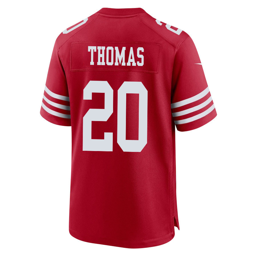 Ambry Thomas 20 San Francisco 49ers Super Bowl LVIII Patch Game Men Jersey - Scarlet