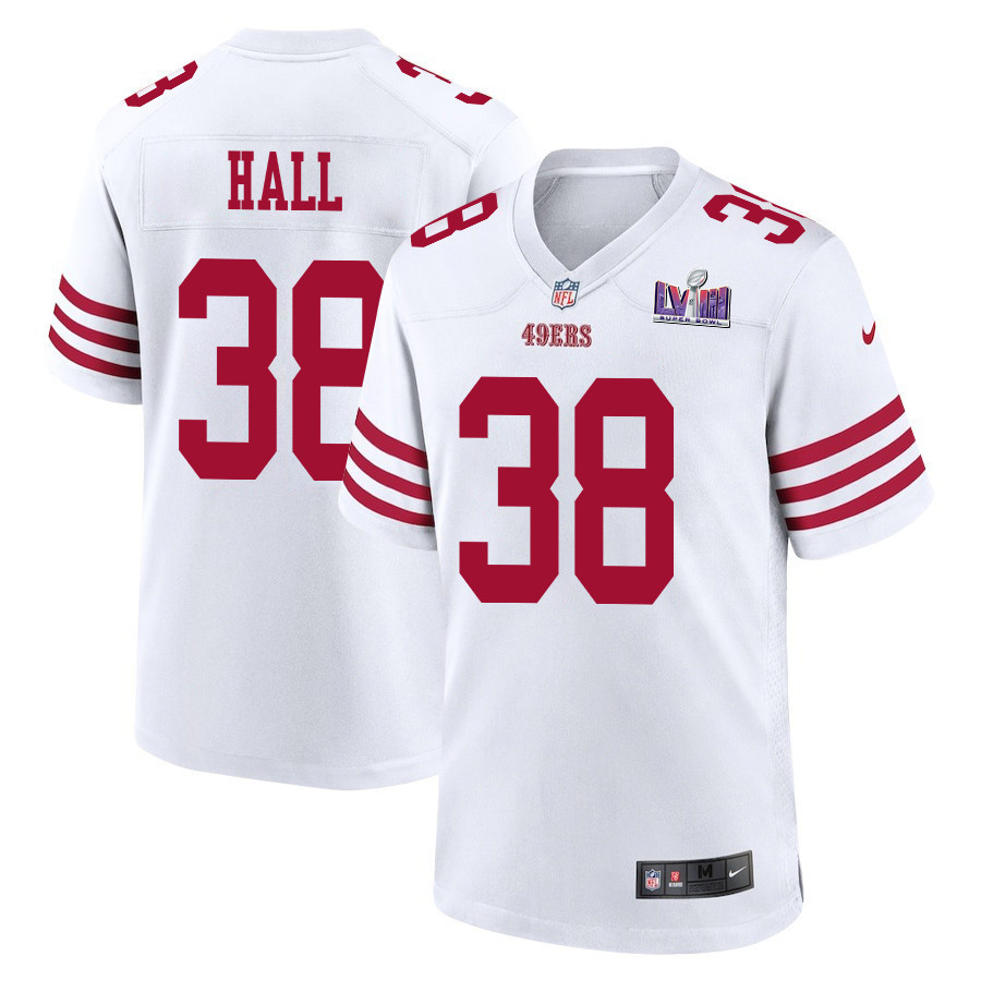 Kemon Hall 38 San Francisco 49ers Super Bowl LVIII Patch Game Men Jersey - White