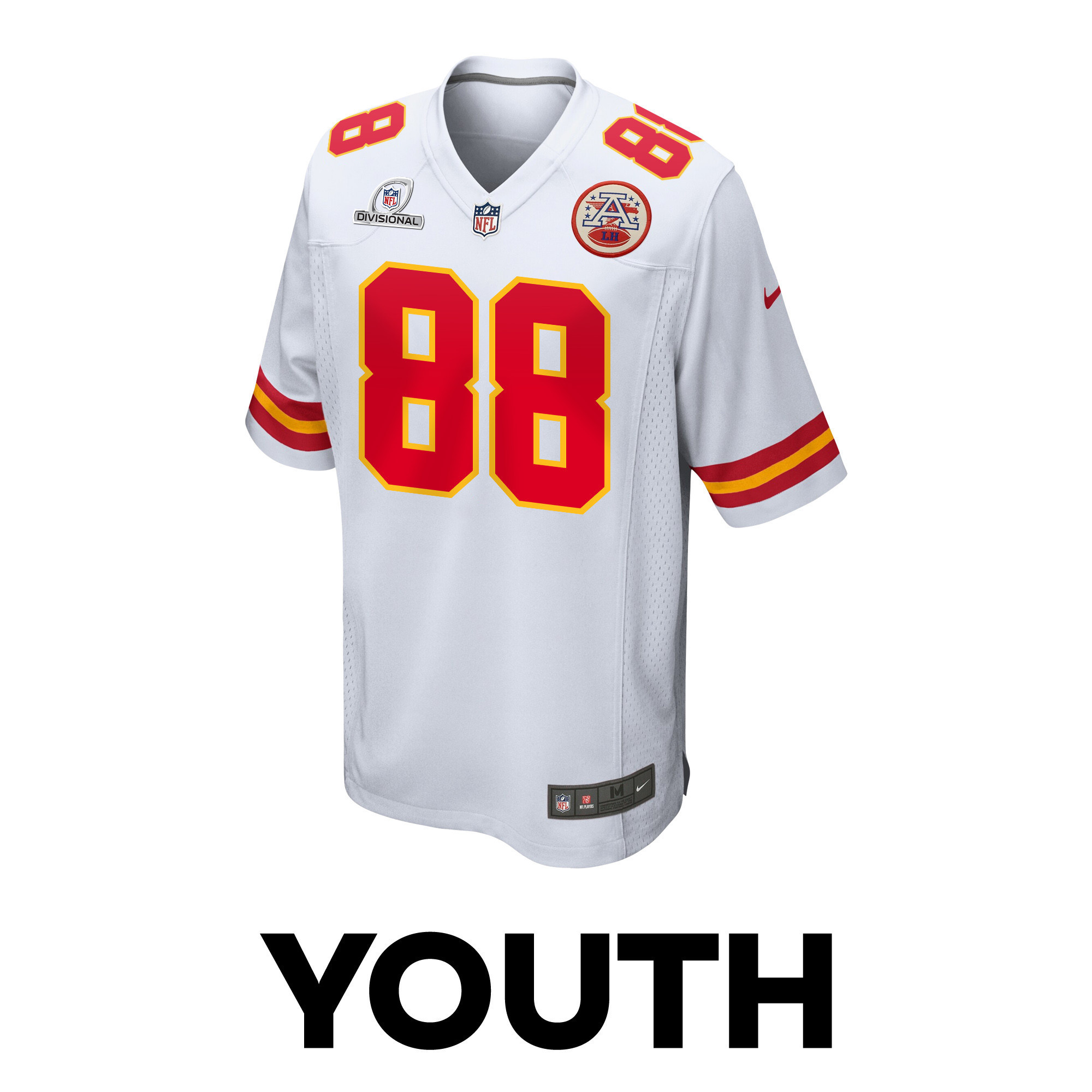 Jody Fortson 88 Kansas City Chiefs Super Bowl LVIII Patch Game YOUTH Jersey - White