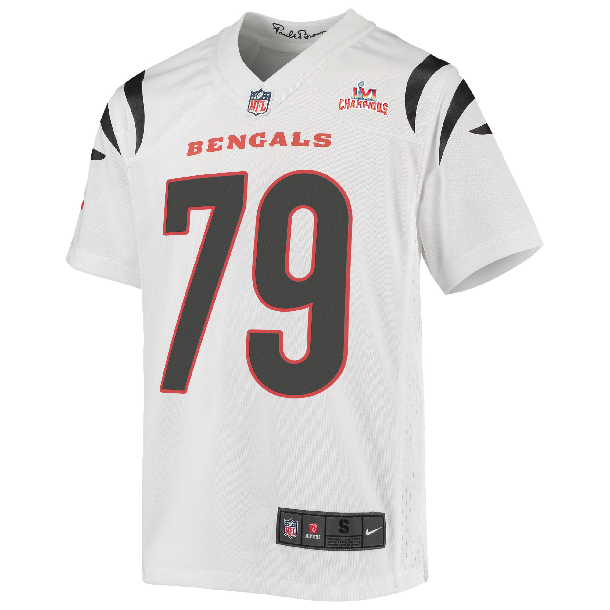 Super Bowl LVI Champions Cincinnati Bengals Jackson Carman 79 White Youth's Jersey Jersey