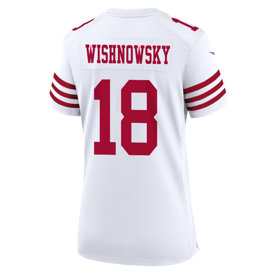 Mitch Wishnowsky 18 San Francisco 49ers Super Bowl LVIII Patch Game Women Jersey - White