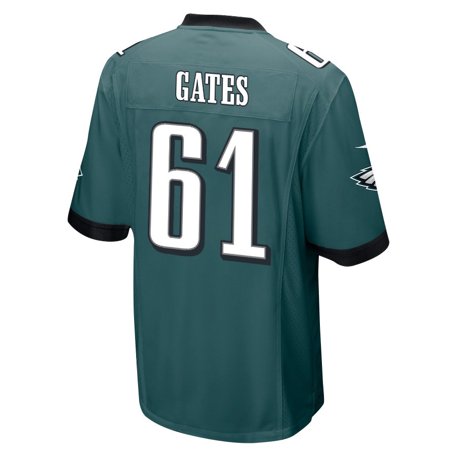 Nick Gates 61 Philadelphia Eagles Super Bowl LIX New Orleans Patch Game Men Jersey - Midnight Green