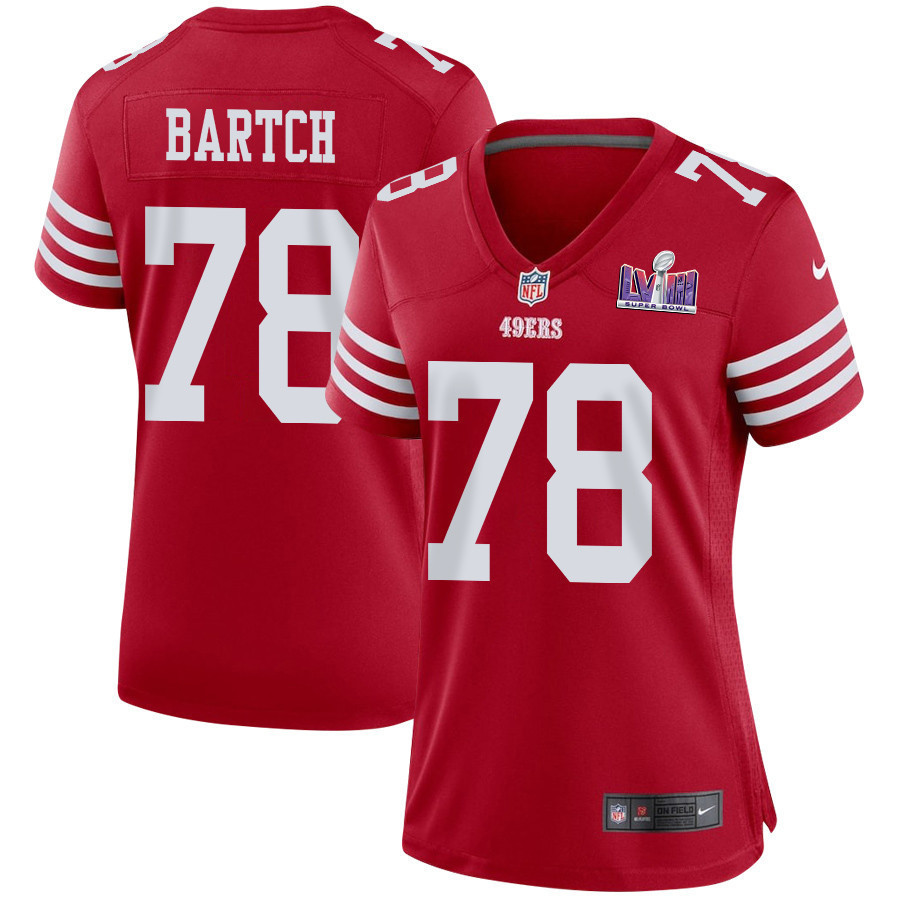 Ben Bartch 78 San Francisco 49ers Super Bowl LVIII Patch Game Women Jersey - Scarlet