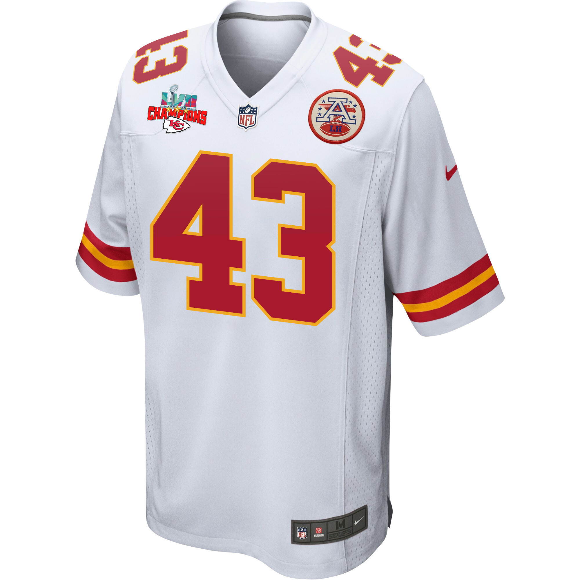 Jack Cochrane 43 Kansas City Chiefs Super Bowl LVII Champions 3 Stars Men Game Jersey - White