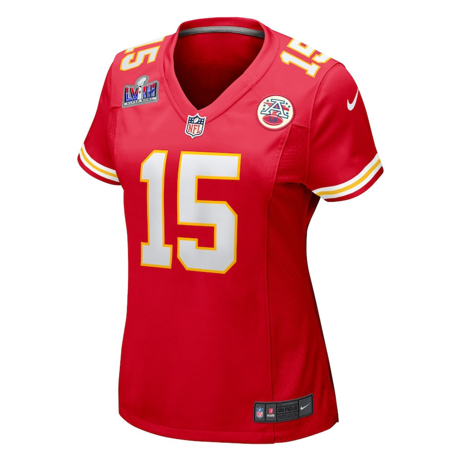 Patrick Mahomes 15 Kansas City Chiefs Super Bowl LVIII Patch Fashion Game Jersey - Red