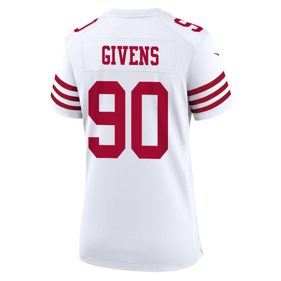 Kevin Givens 90 San Francisco 49ers Super Bowl LVIII Patch Game Women Jersey - White