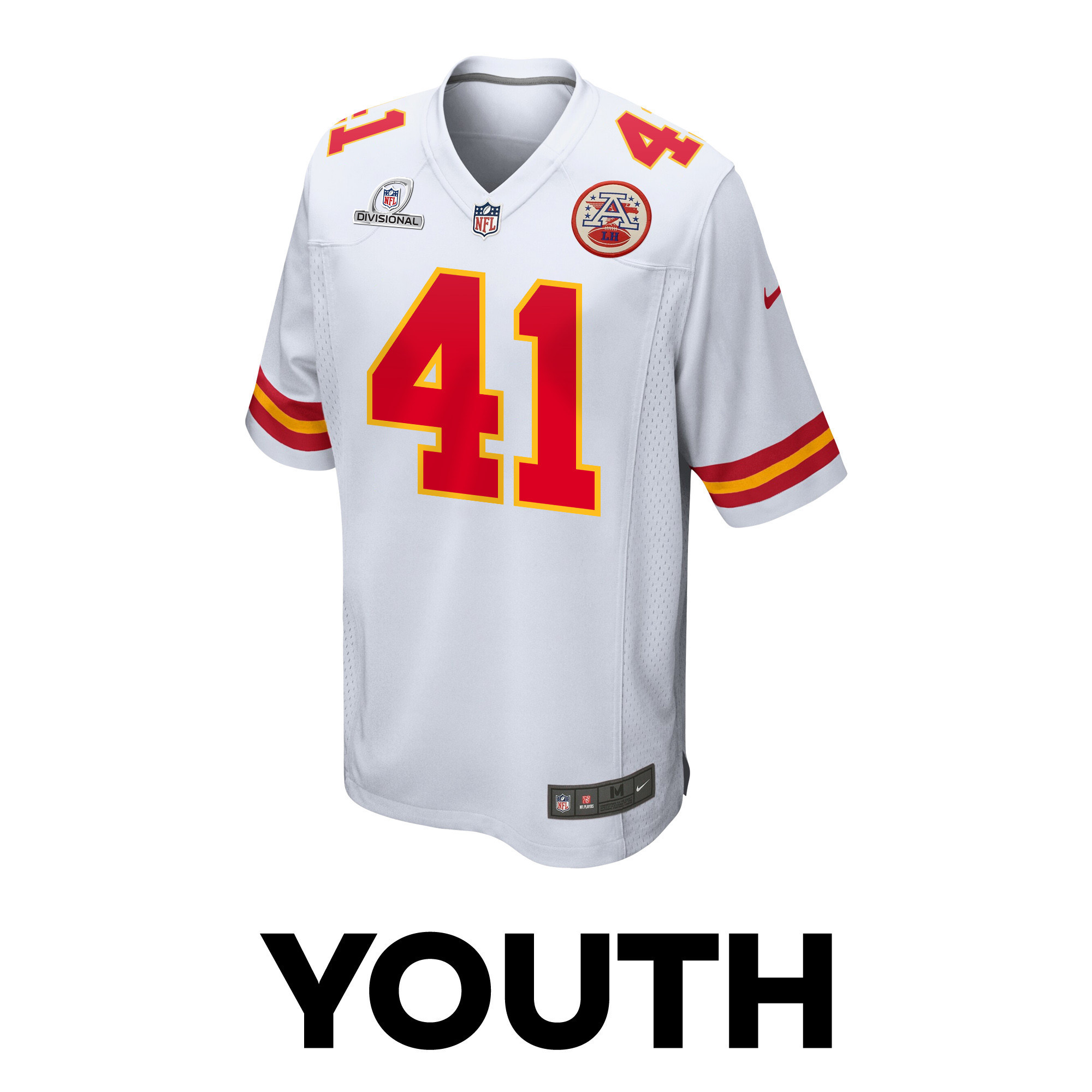 James Winchester 41 Kansas City Chiefs Super Bowl LVIII Patch Game YOUTH Jersey - White