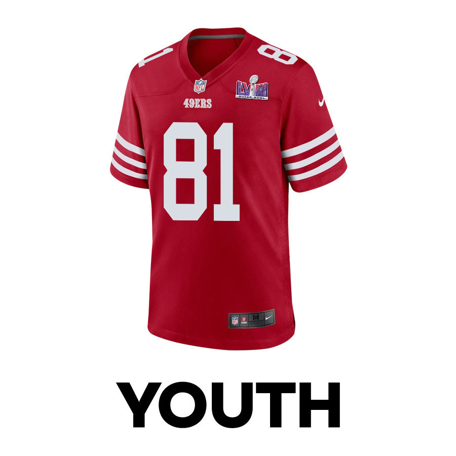 Cameron Latu 81 San Francisco 49ers Super Bowl LVIII Patch Game YOUTH Jersey - Scarlet