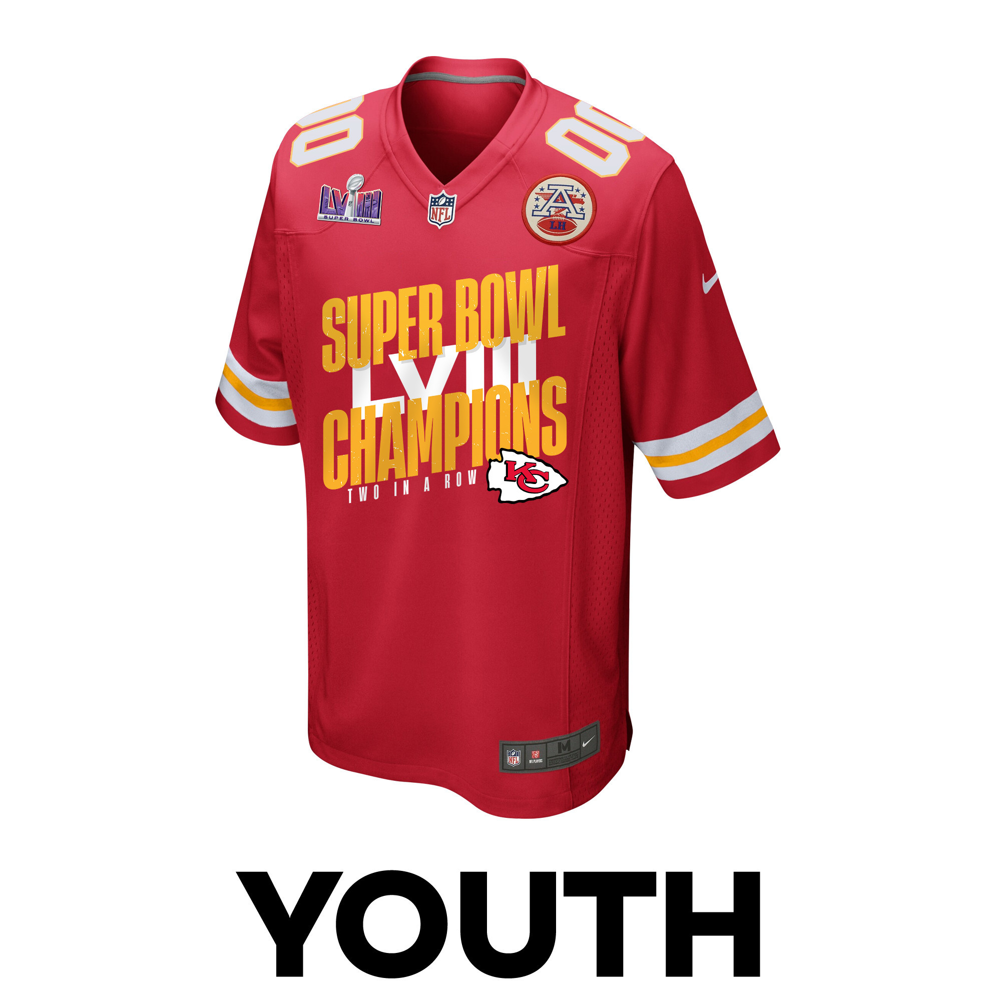 Kansas City Chiefs Super Bowl LVIII Champions Iconic Victory Game YOUTH Jersey - Scarlet