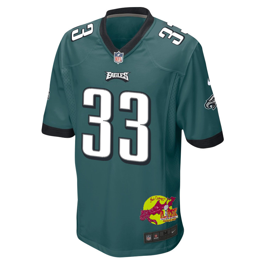 Cooper DeJean 33 Philadelphia Eagles Super Bowl LIX New Orleans Patch Game Men Jersey - Midnight Green