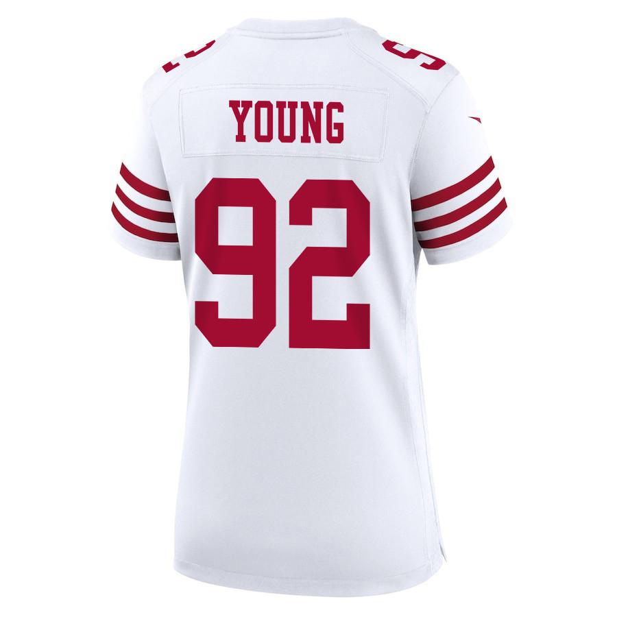 Chase Young 92 San Francisco 49ers Super Bowl LVIII Patch Game Women Jersey - White