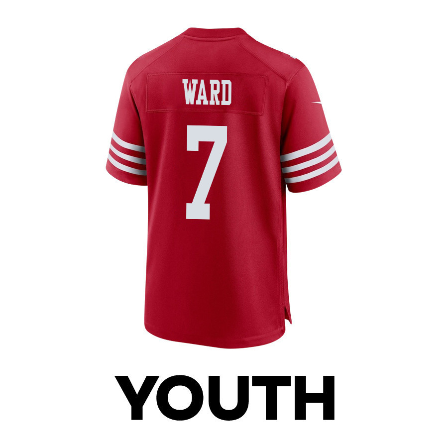 Charvarius Ward 7 San Francisco 49ers Super Bowl LVIII Patch Game YOUTH Jersey - Scarlet