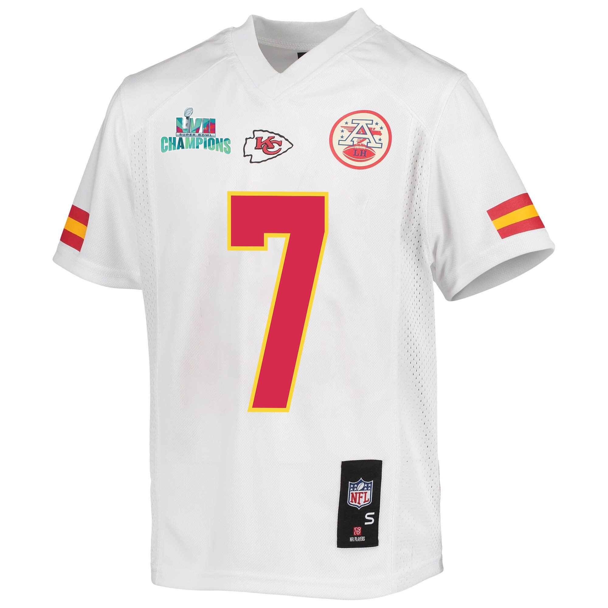 Harrison Butker 7 Kansas City Chiefs Super Bowl LVII Champions Youth Game Jersey - White