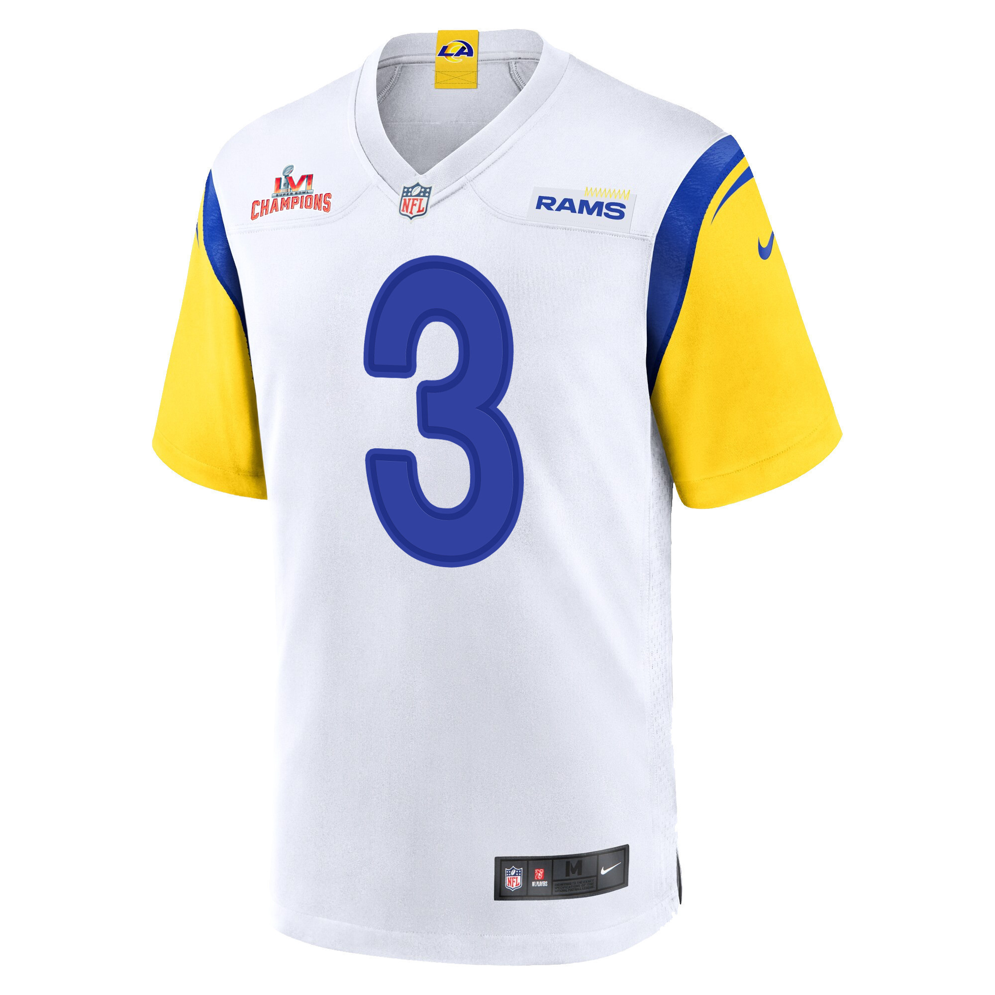 Super Bowl LVI Champions Los Angeles Rams Odell Beckham Jr. 3 White Men's Jersey Jersey