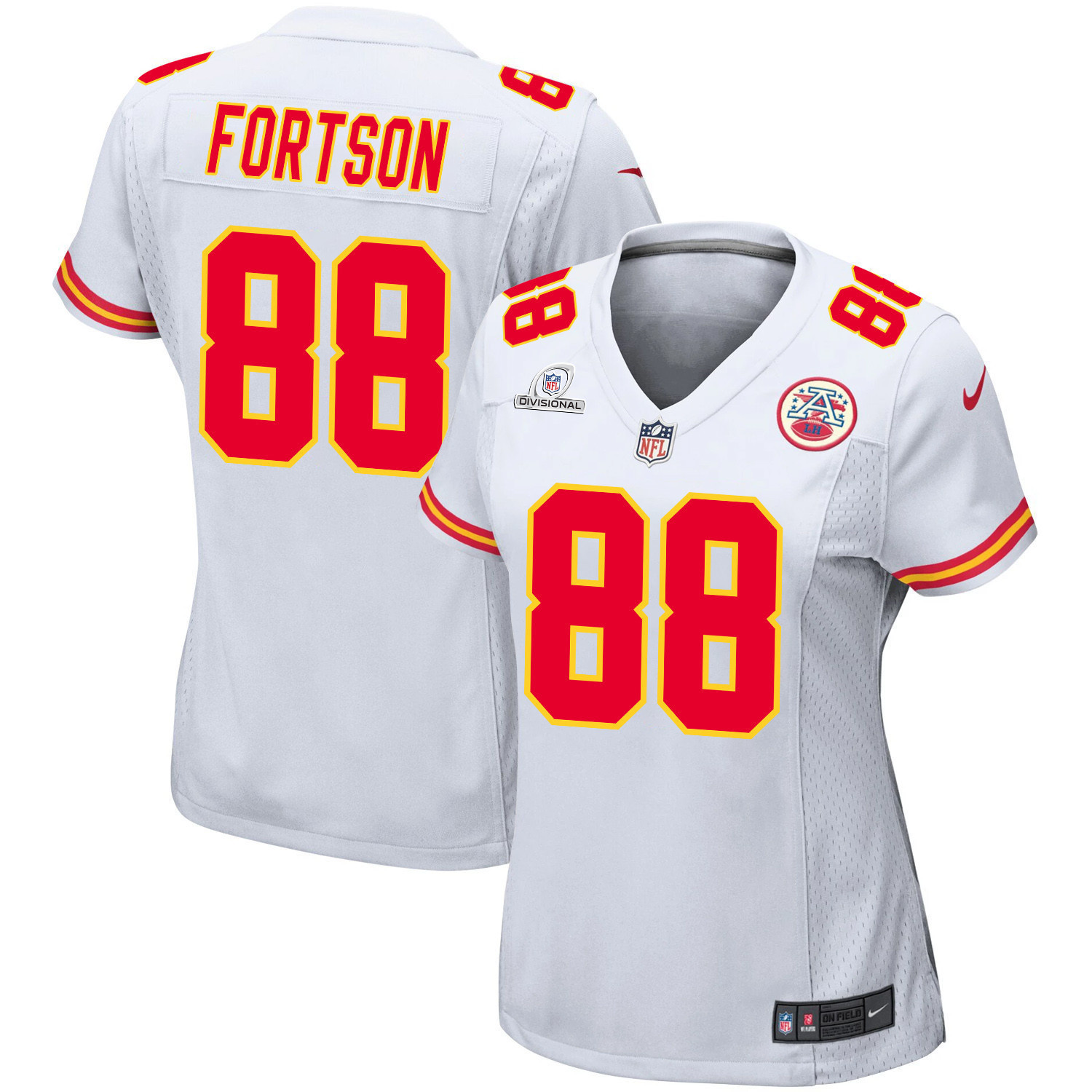 Jody Fortson 88 Kansas City Chiefs Super Bowl LVIII Patch Game Women Jersey - White