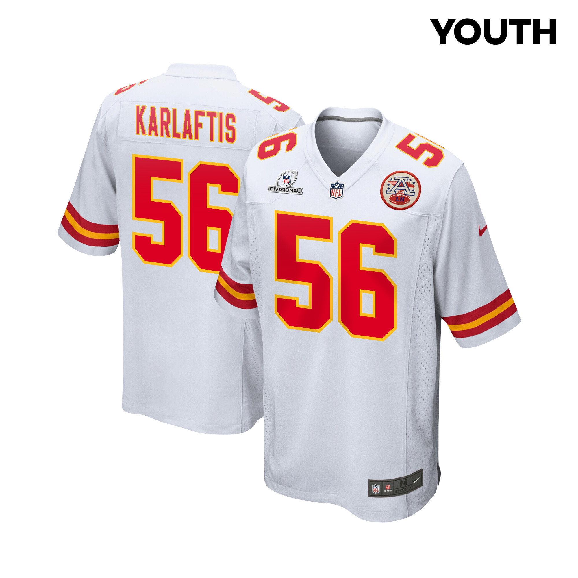 George Karlaftis 56 Kansas City Chiefs Super Bowl LVIII Patch Game YOUTH Jersey - White