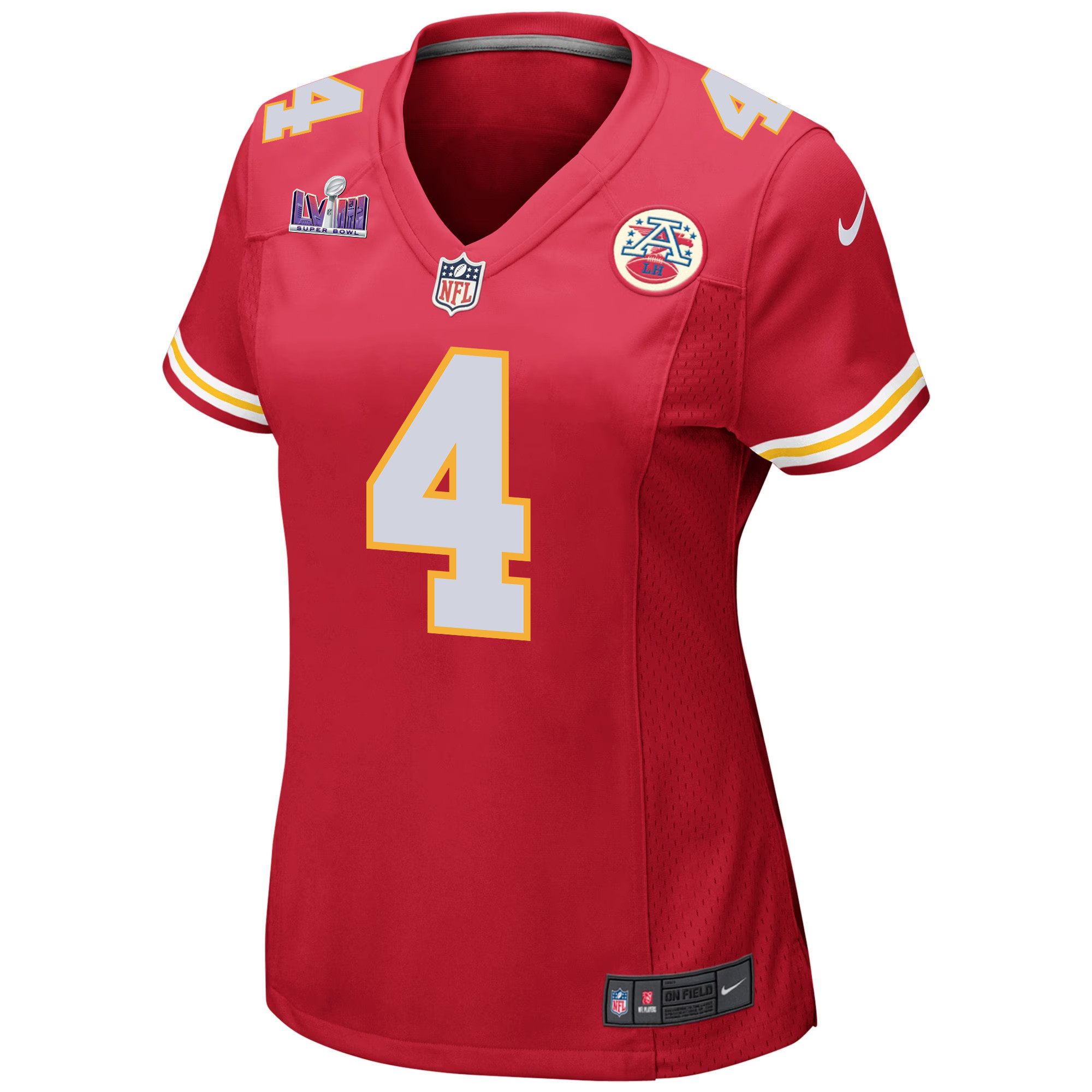 Rashee Rice 4 Kansas City Chiefs Super Bowl LVIII Patch Game Women Jersey - Red