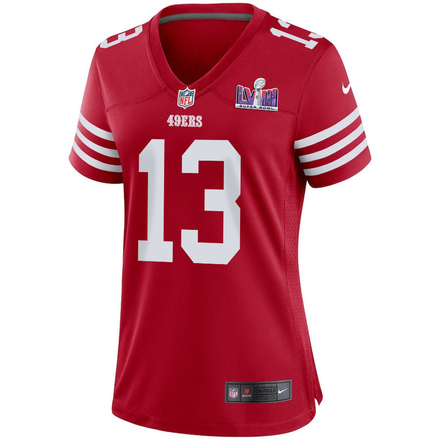 Brock Purdy 13 San Francisco 49ers Super Bowl LVIII Patch Game Women Jersey - Scarlet