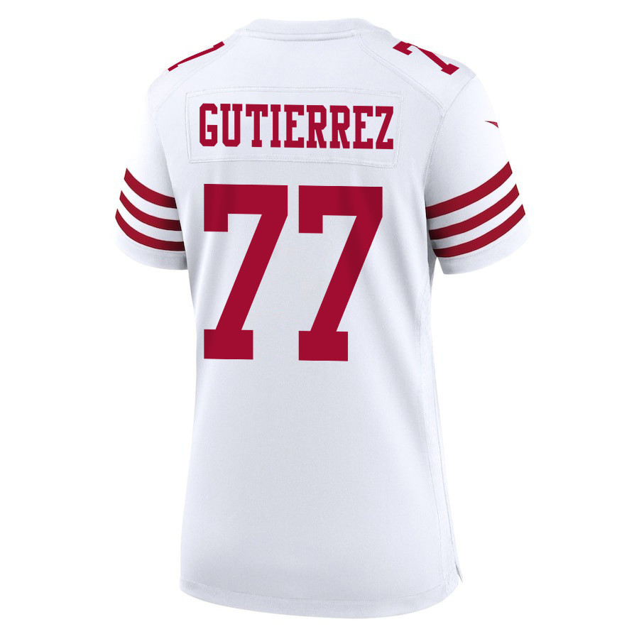 Alfredo Gutierrez 77 San Francisco 49ers Super Bowl LVIII Patch Game Women Jersey - White