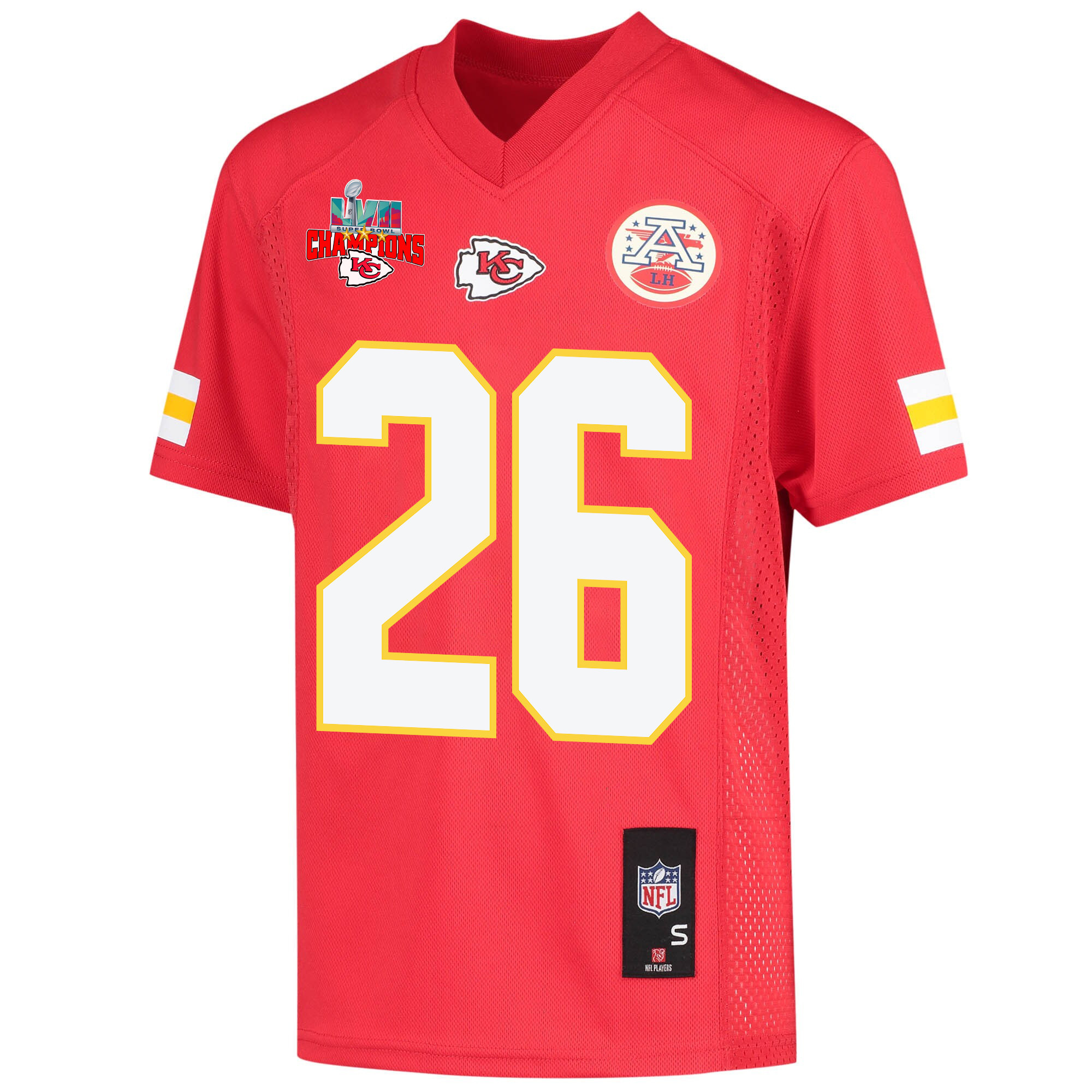 Deon Bush 26 Kansas City Chiefs Super Bowl LVII Champions 3 Stars Youth Game Jersey - Red