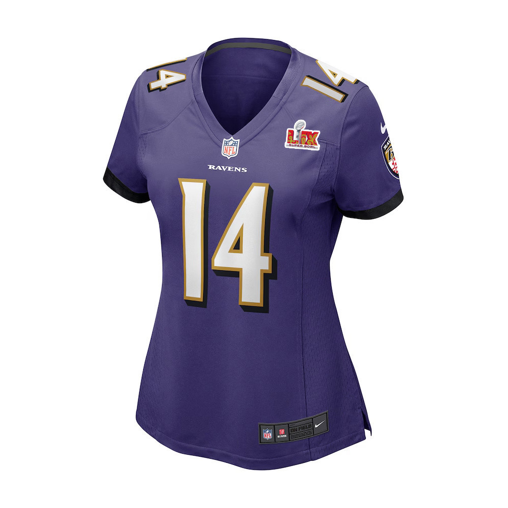 Kyle Hamilton #14 Baltimore Ravens Super Bowl LIX Women's Jersey - Purple