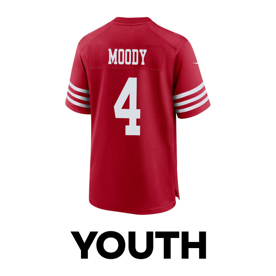 Jake Moody 4 San Francisco 49ers Super Bowl LVIII Patch Game YOUTH Jersey - Scarlet