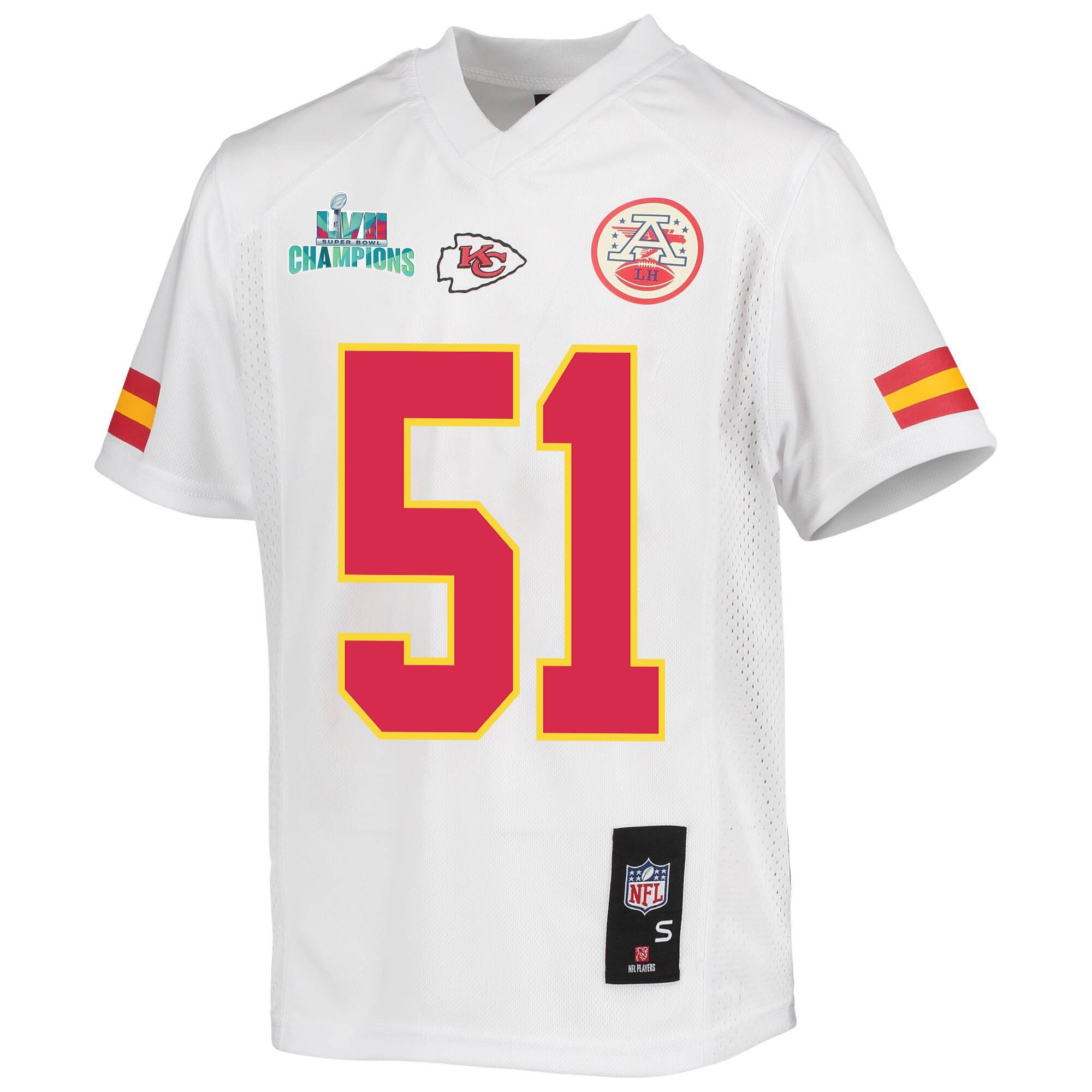 Mike Danna 51 Kansas City Chiefs Super Bowl LVII Champions Youth Game Jersey - White
