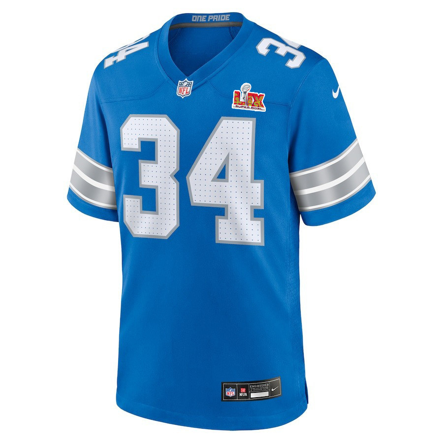 Alex Anzalone #34 Detroit Lions Super Bowl LIX YOUTH Jersey - Blue