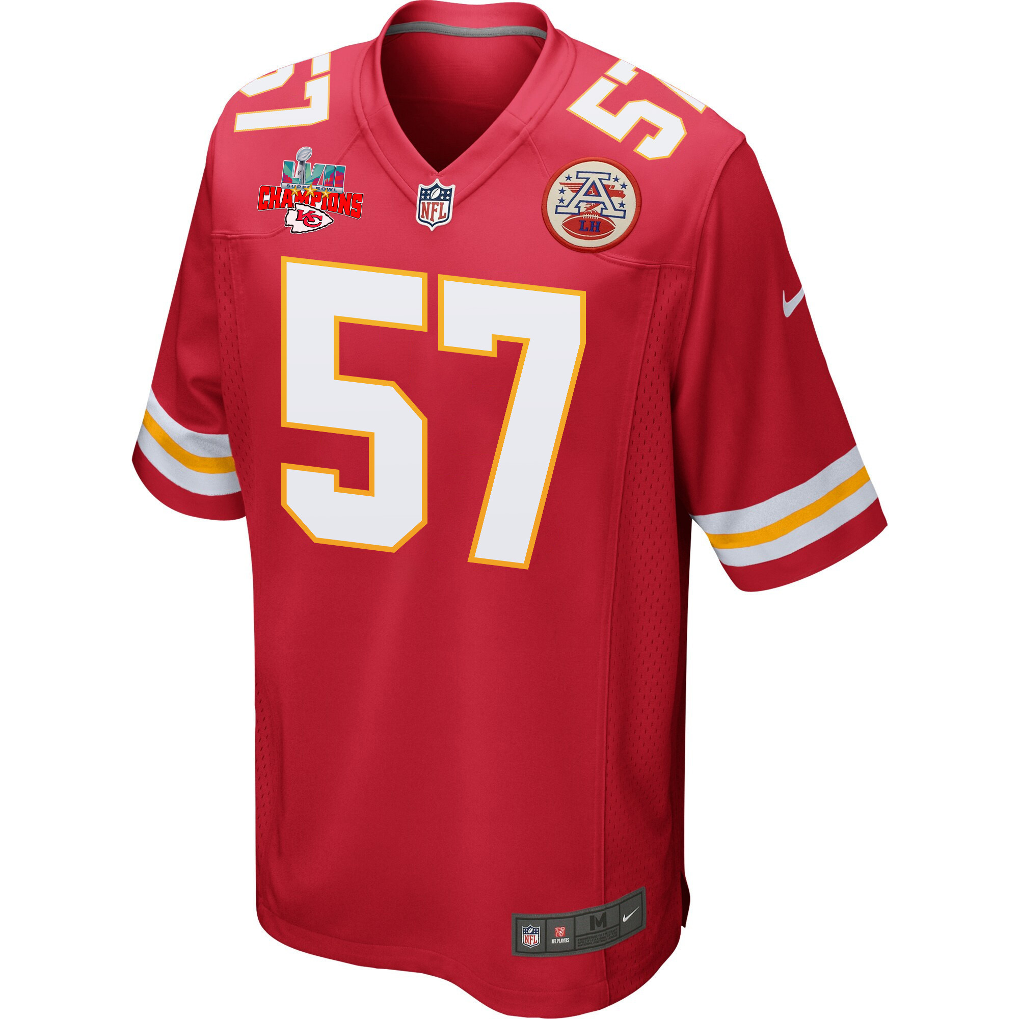 Orlando Brown 57 Kansas City Chiefs Super Bowl LVII Champions 3 Stars Men Game Jersey - Red