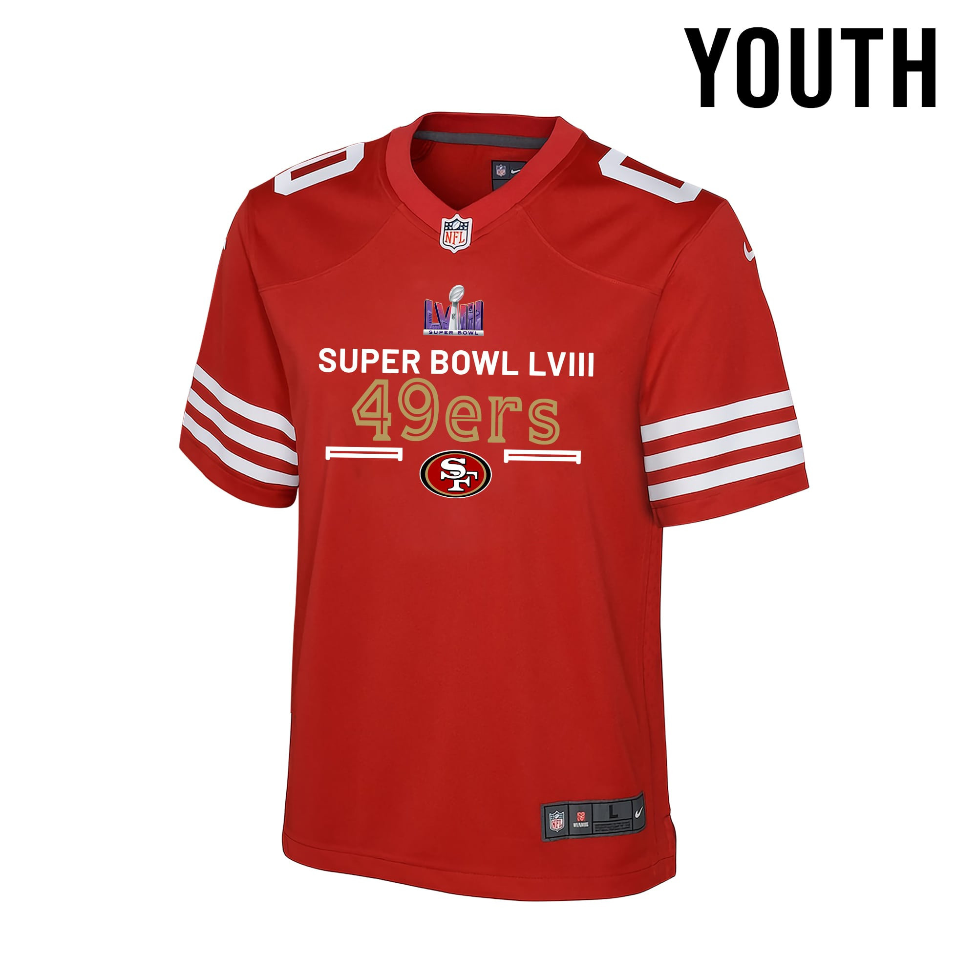 San Francisco 49ers Super Bowl LVIII Game Style YOUTH Jersey - Red V3