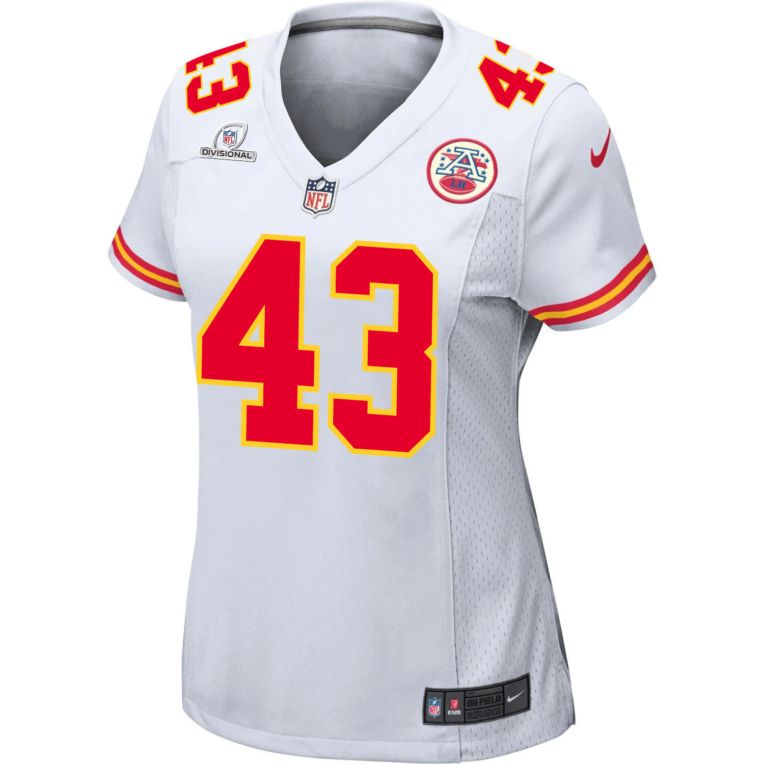 Jack Cochrane 43 Kansas City Chiefs Super Bowl LVIII Patch Game Women Jersey - White