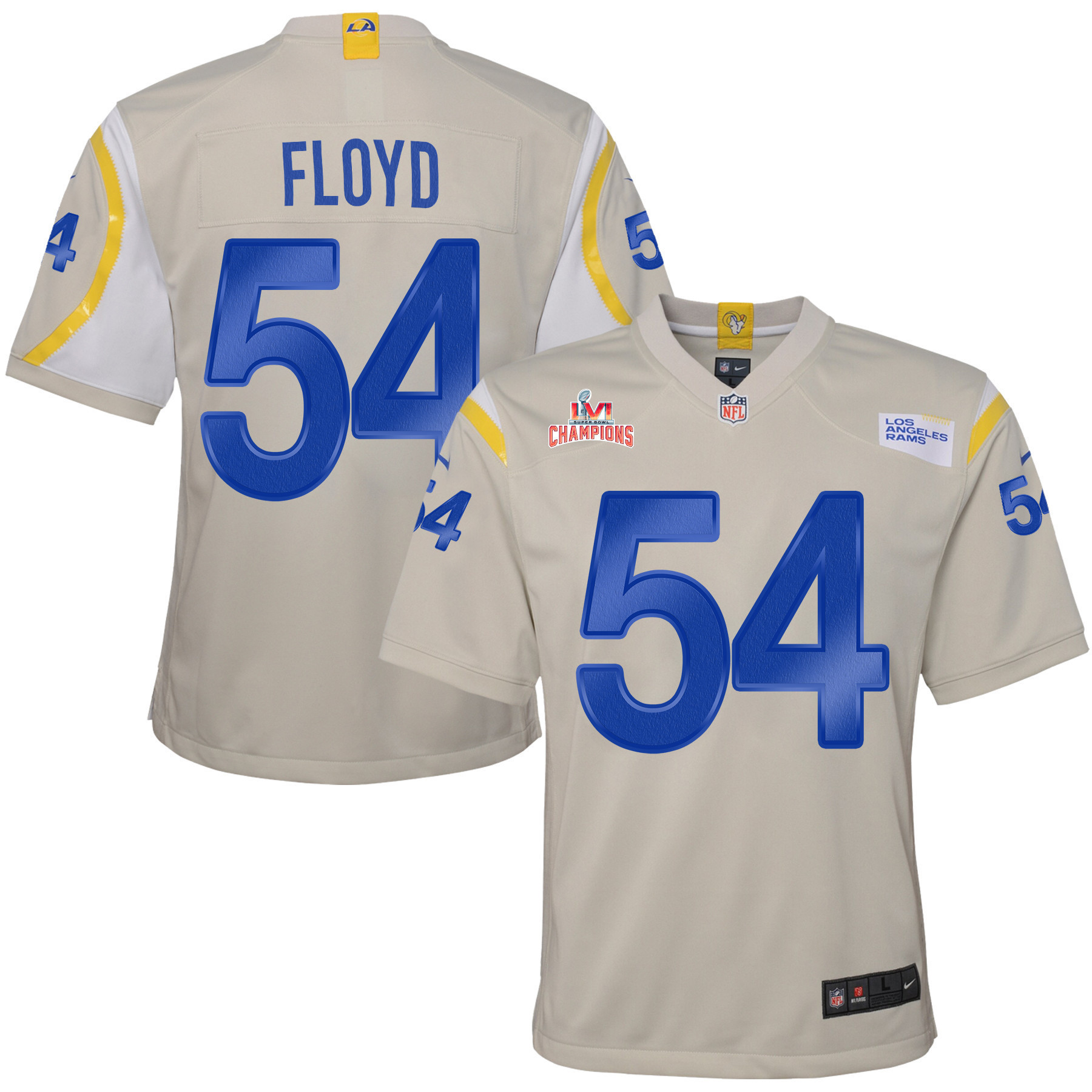 Super Bowl LVI Champions Los Angeles Rams Leonard Floyd 54 Bone Youth's Jersey Jersey