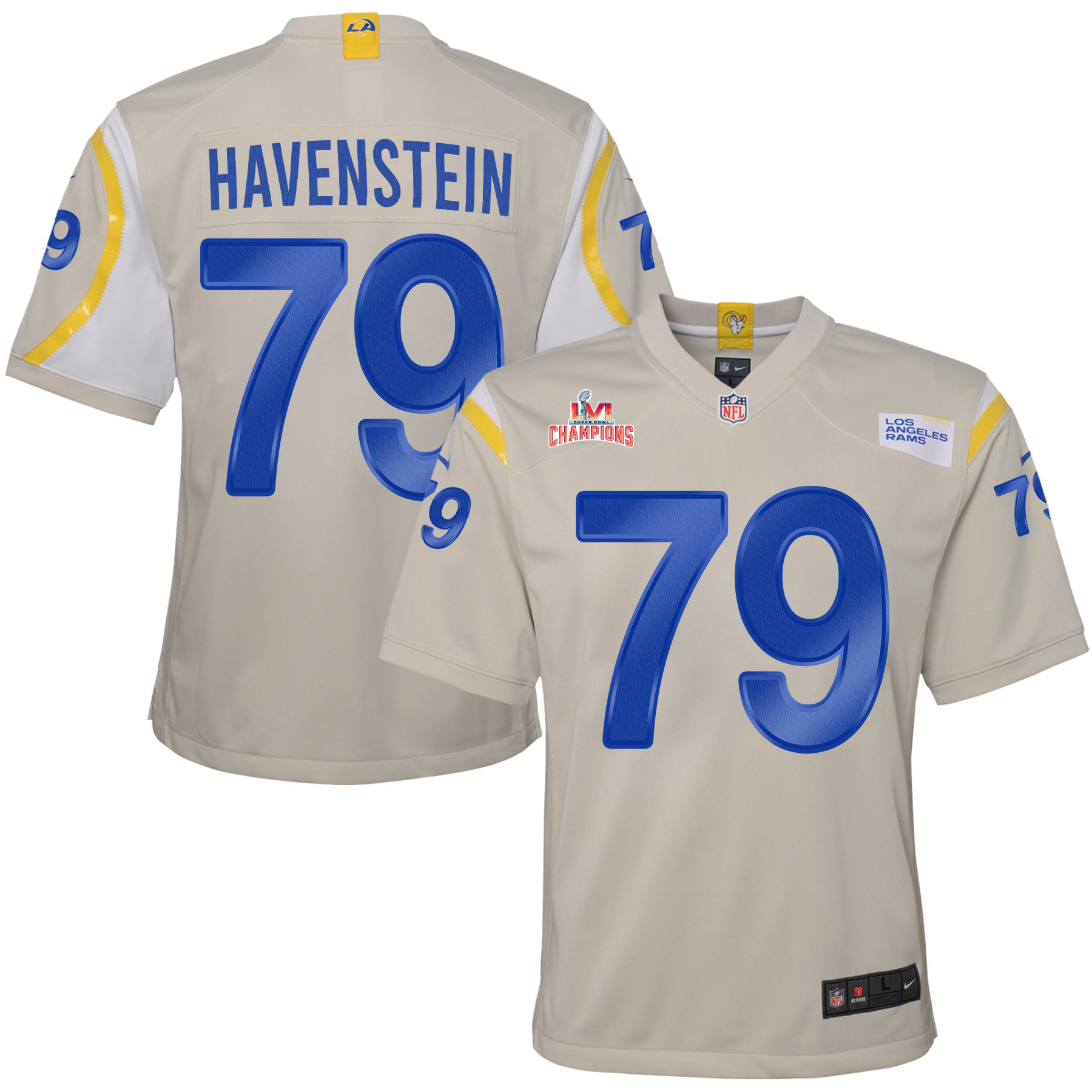 Super Bowl LVI Champions Los Angeles Rams Rob Havenstein 79 Bone Youth's Jersey Jersey