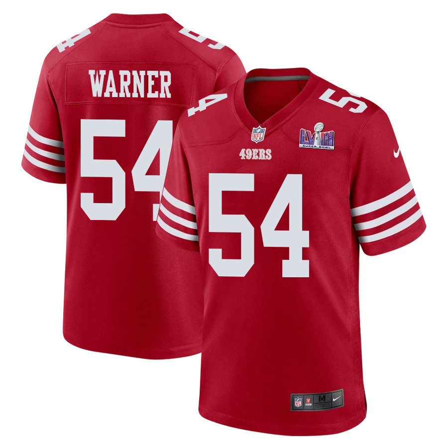 Fred Warner 54 San Francisco 49ers Super Bowl LVIII Patch Game Men Jersey - Scarlet