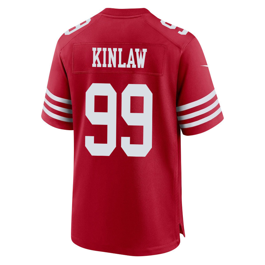 Javon Kinlaw 99 San Francisco 49ers Super Bowl LVIII Patch Game Men Jersey - Scarlet