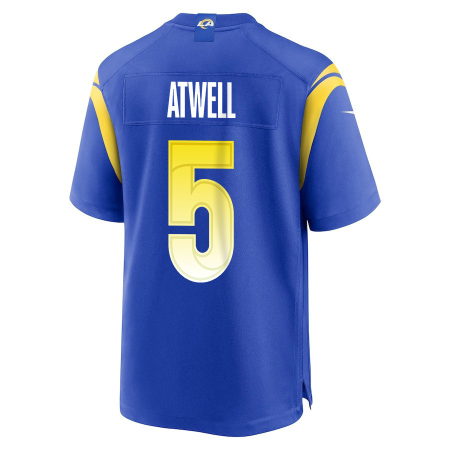 Tutu Atwell 5 Los Angeles Rams Super Bowl LIX New Orleans Patch Game Men Jersey - Royal