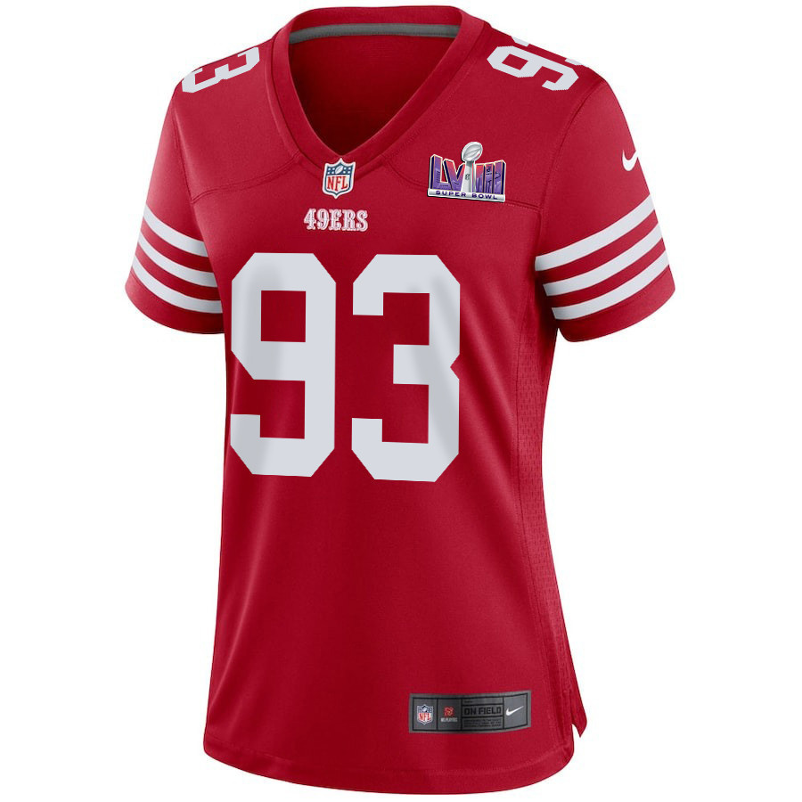 Kalia Davis 93 San Francisco 49ers Super Bowl LVIII Patch Game Women Jersey - Scarlet