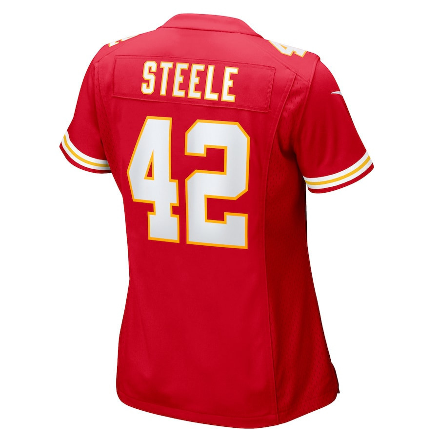 Carson Steele #42 Kansas City Chiefs Super Bowl LIX Women's Jersey - Red