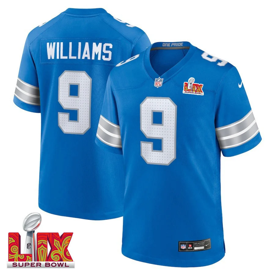 Jameson Williams #9 Detroit Lions Super Bowl LIX Jersey - Men's - Blue