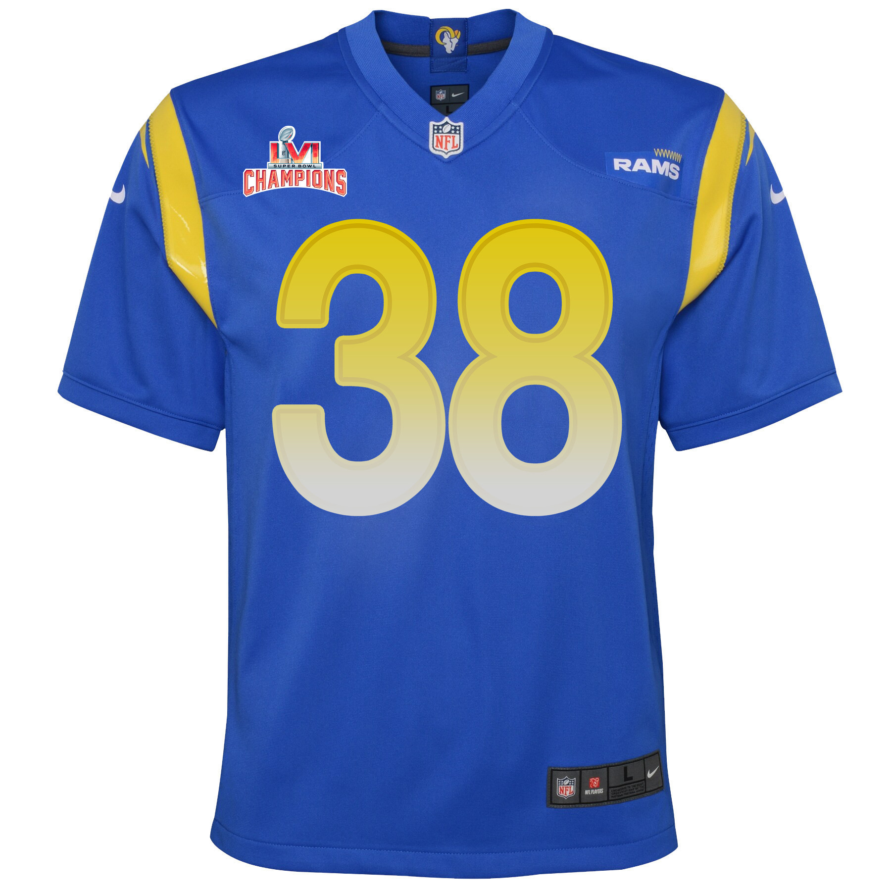 Super Bowl LVI Champions Los Angeles Rams Buddy Howell 38 Royal Youth's Jersey Jersey
