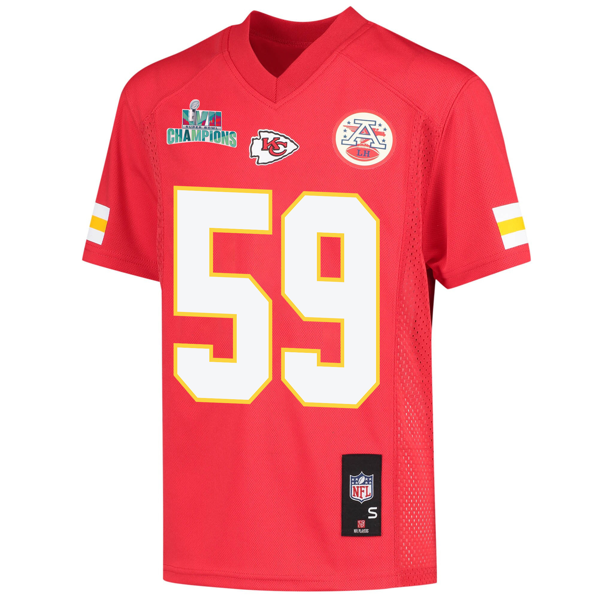 Joshua Kaindoh 59 Kansas City Chiefs Super Bowl LVII Champions Youth Game Jersey - Red